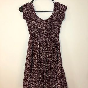 Smocked maroon mini dress